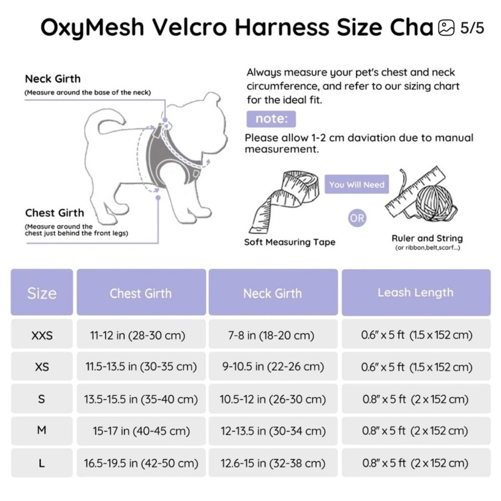 🫶🏻 Bella & Pal Oxymesh Purple Dog Harness and Leash Set - Picture 5 of 5